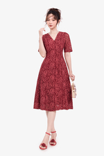 Đầm ren đỏ cao cấp dáng chữ A