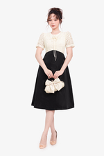 Đầm dự tiệc tafta dáng xòe phối ren