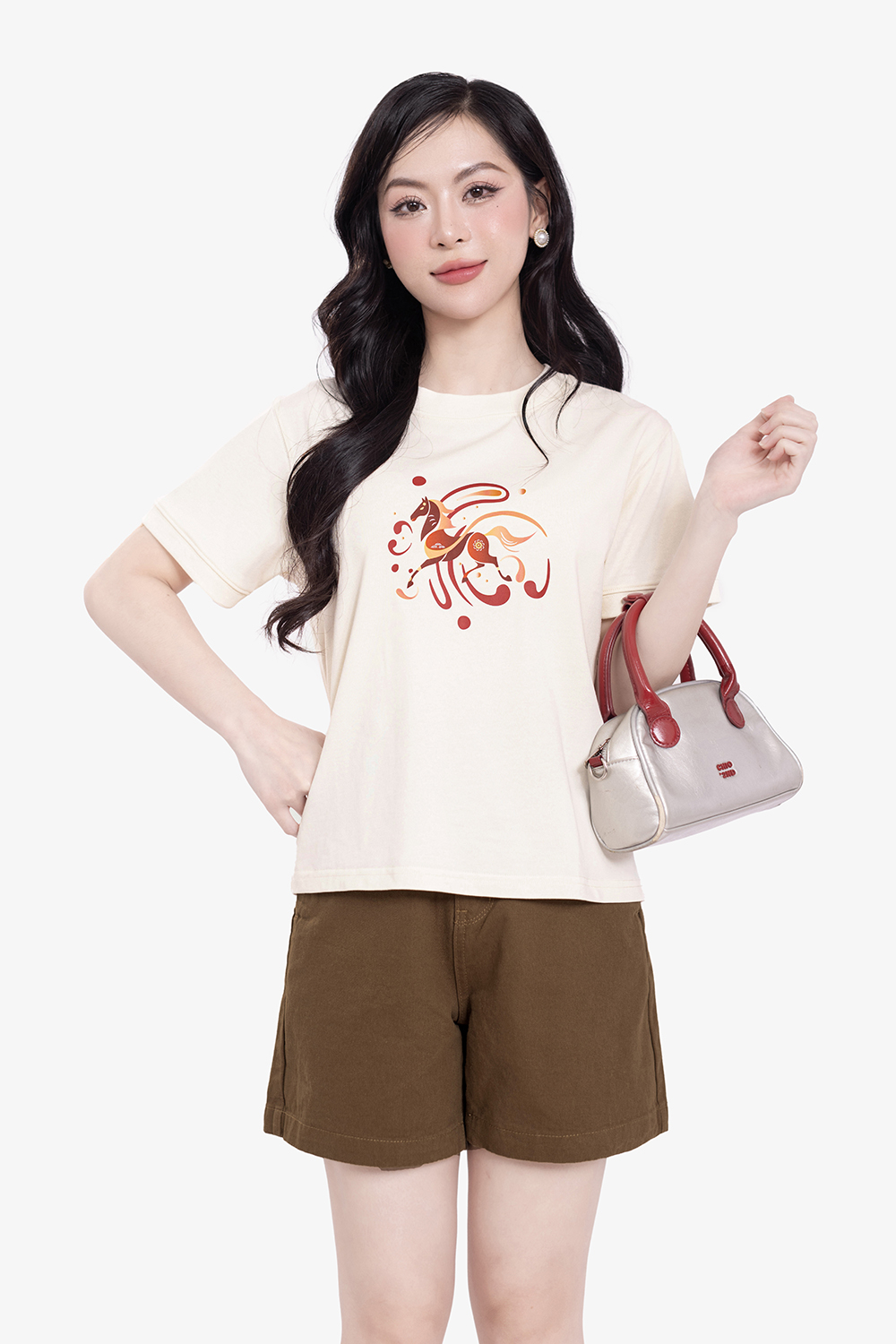 Quần shorts kaki hàn màu nâu tây