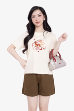 Quần shorts kaki hàn màu nâu tây