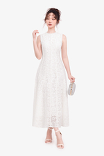 Đầm ren trắng dự tiệc dáng dài