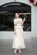 Áo kiểu peplum ren đính hoa