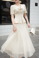 Áo kiểu peplum ren đính hoa