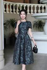 Đầm dự tiệc tafta hoa dáng xòe