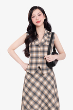 Áo gile họa tiết caro