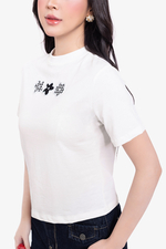 Áo thun nữ cổ tròn tay ngắn màu trắng