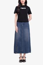 Áo thun nữ cổ tròn tay ngắn màu đen