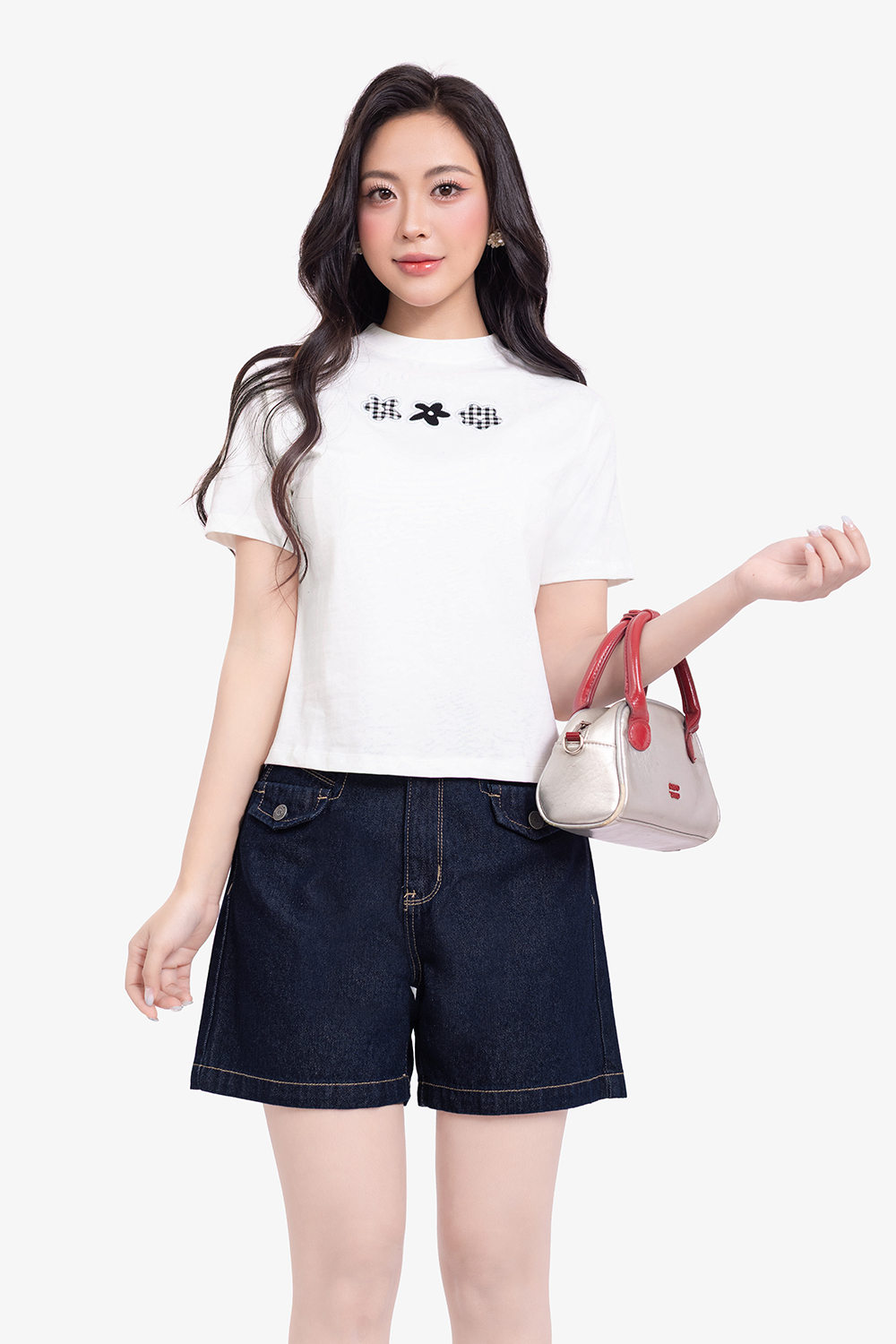 Quần short jean nữ lưng cao
