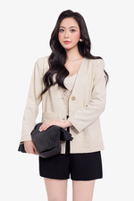 Áo khoác linen độn vai