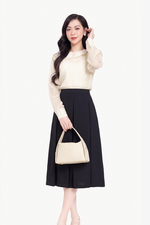 Chân váy xòe xếp ly màu xám