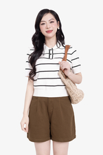 Quần đùi kaki lưng cao màu nâu có túi