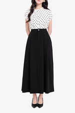 Chân váy đen xòe xếp ly dáng dài