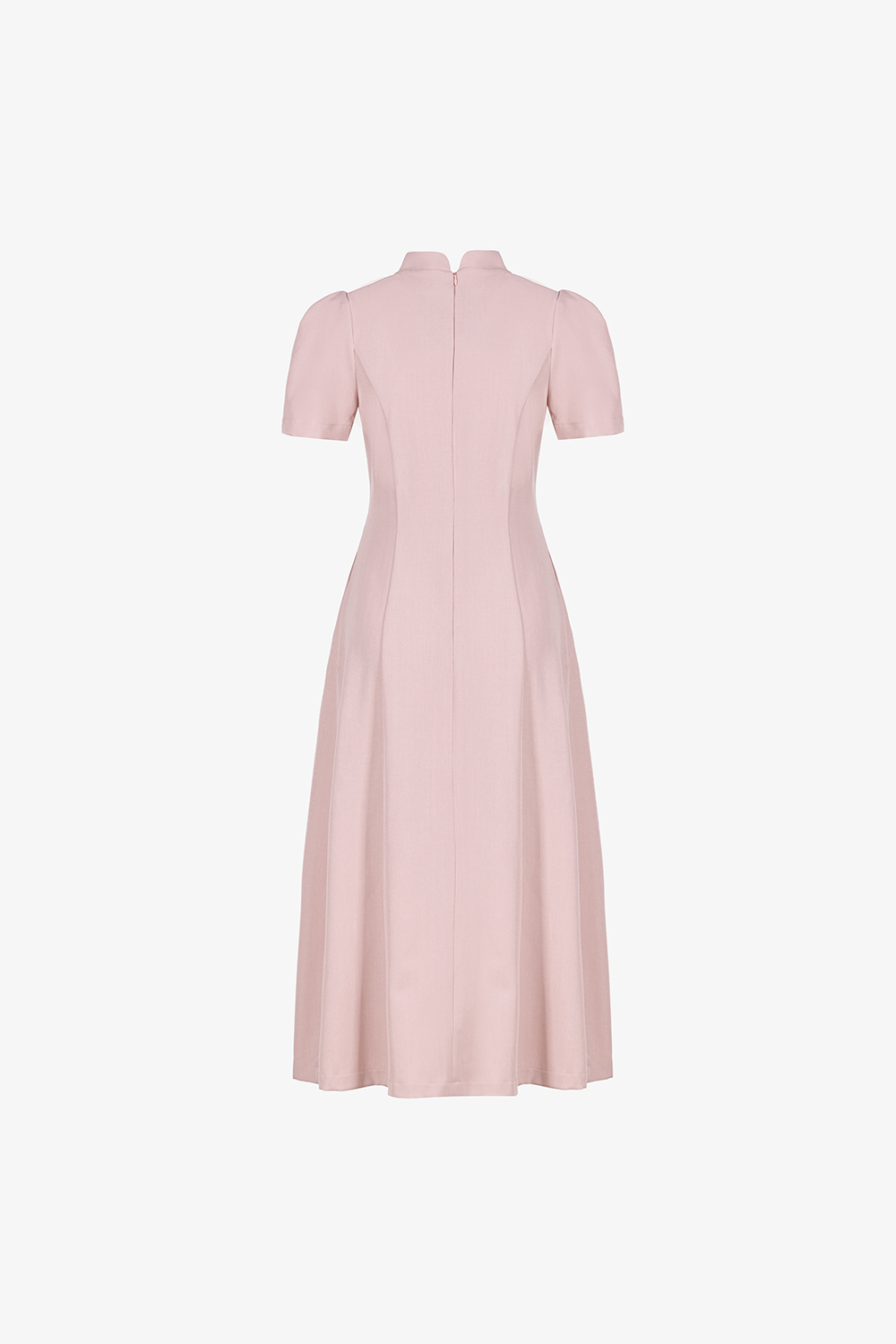 Đầm hồng công sở cổ phối nơ