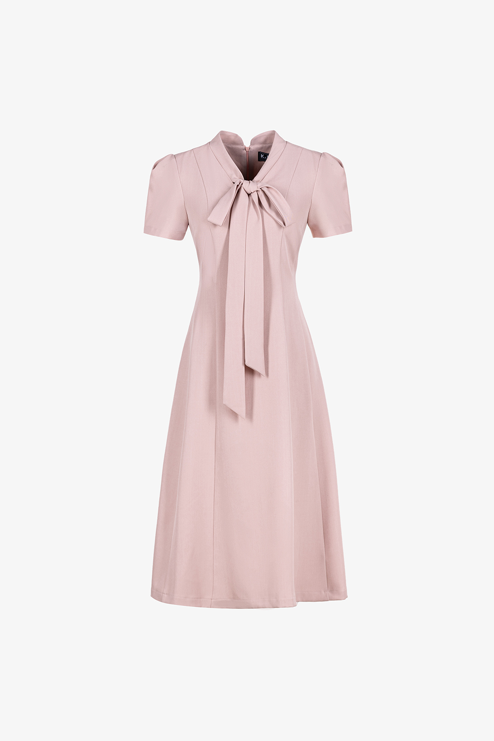 Đầm hồng công sở cổ phối nơ