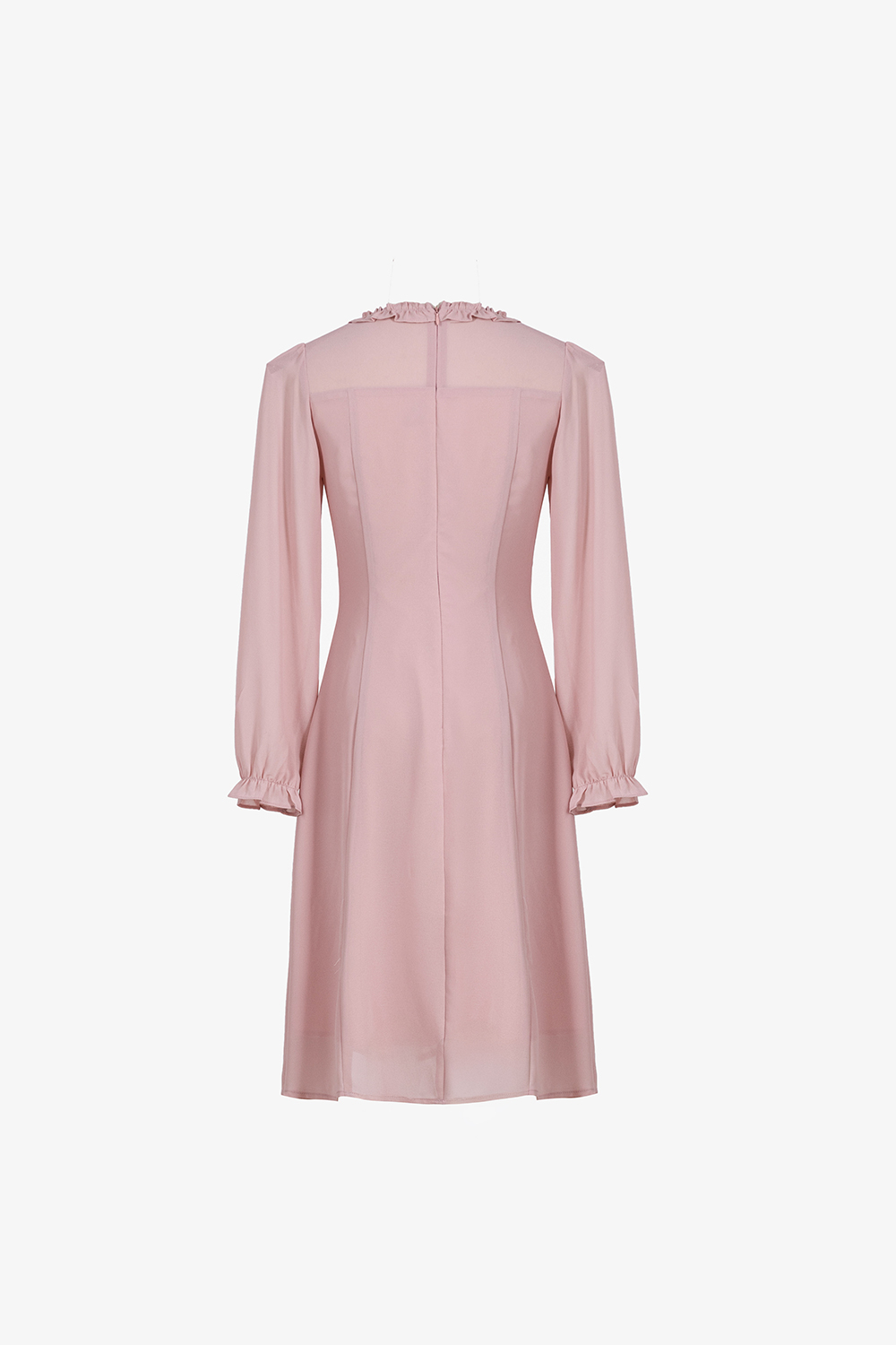 Đầm hồng công sở dáng chữ A tay dài