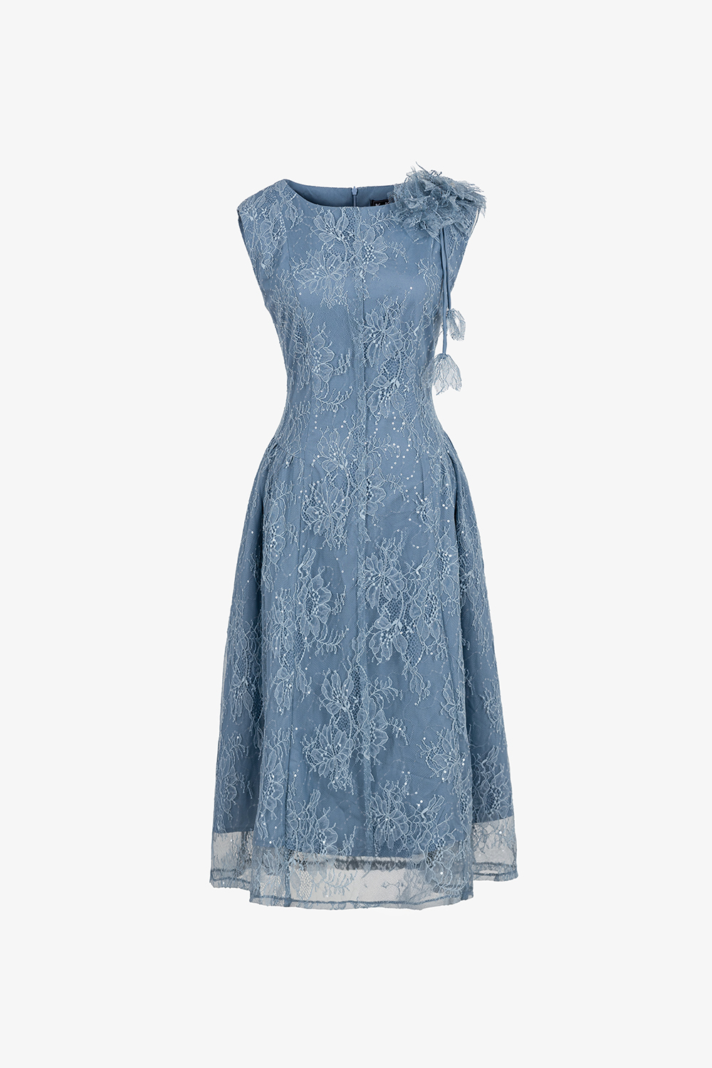 Đầm tiệc ren xanh đính hoa cao cấp