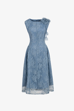 Đầm tiệc ren xanh đính hoa cao cấp