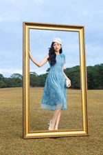 Đầm tiệc ren xanh đính hoa cao cấp