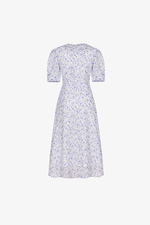 Đầm voan hoa nhí dáng A cổ V thắt nơ