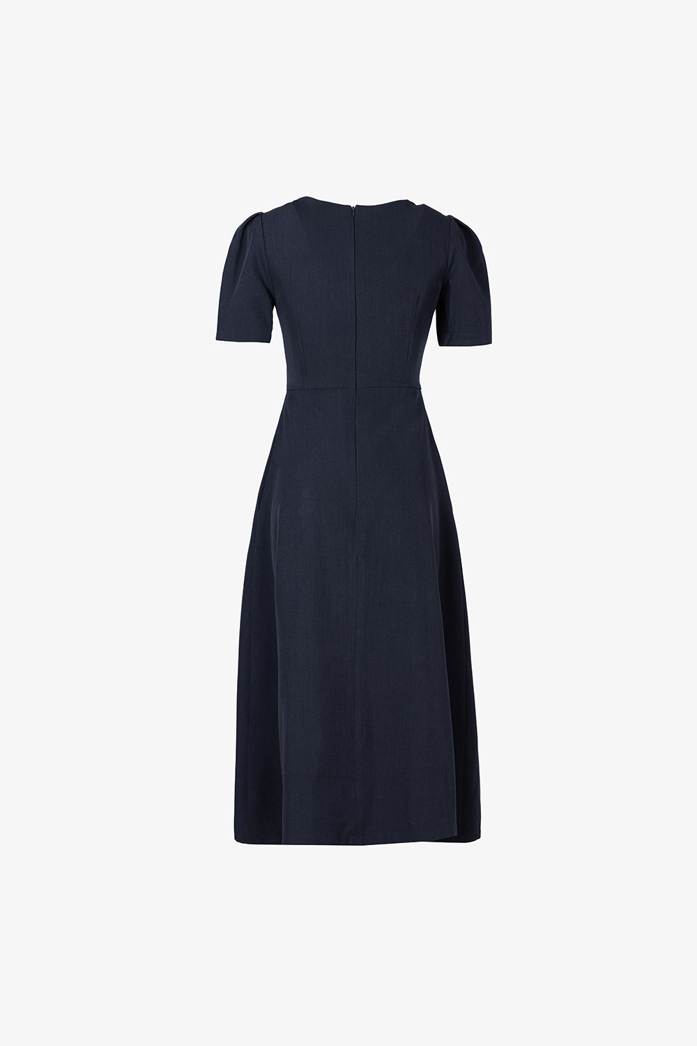 Đầm xòe công sở cổ lệch xếp ly