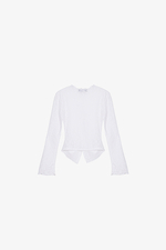 Áo thun hoa 3D màu trắng tay dài