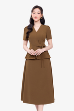 Áo peplum công sở nhấn eo đính hoa