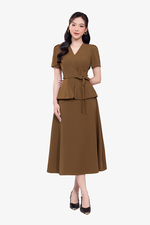 Áo peplum công sở nhấn eo đính hoa