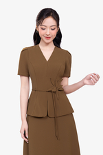 Áo peplum công sở nhấn eo đính hoa