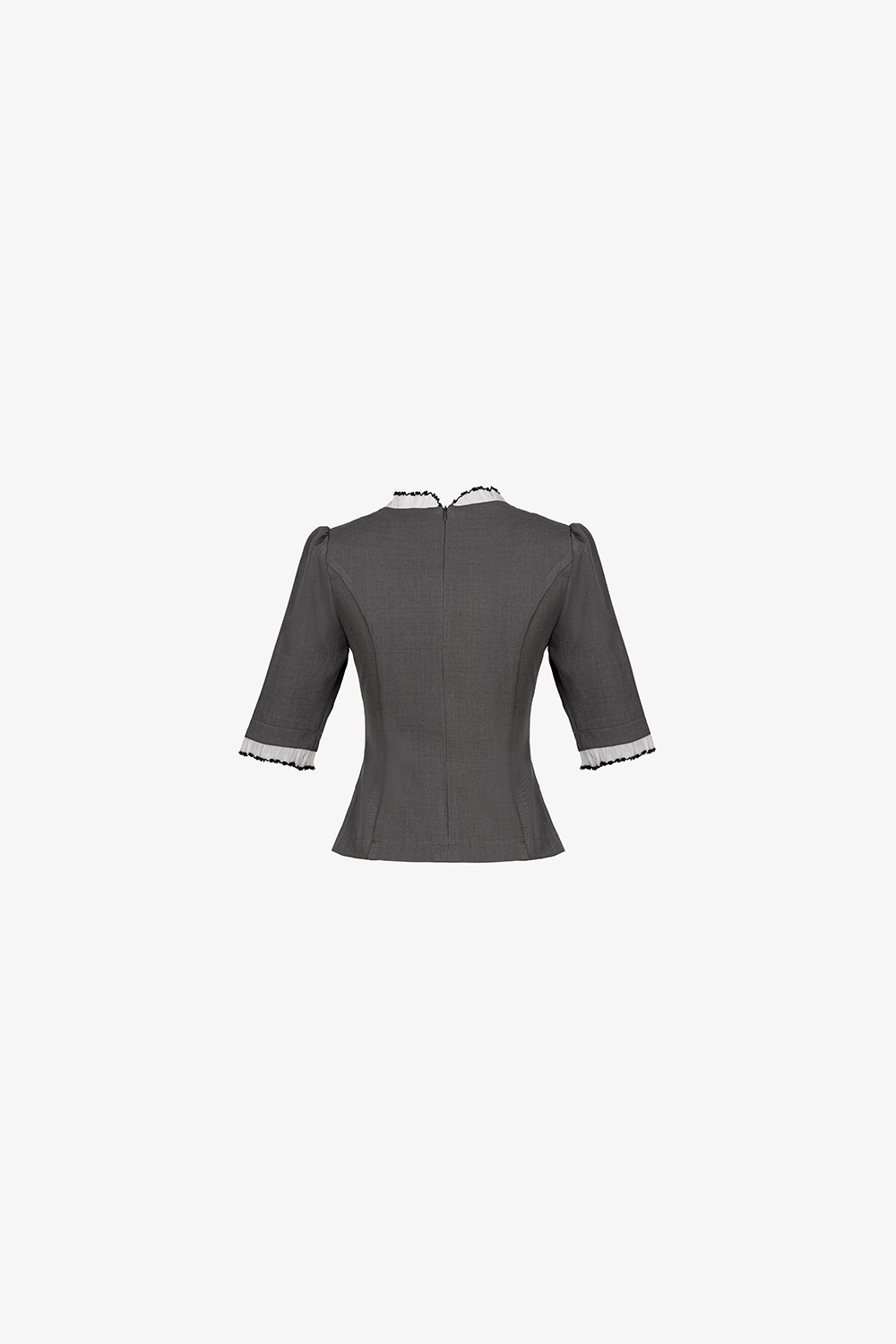 Áo kiểu công sở viền trắng cổ tròn