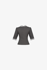 Áo kiểu công sở viền trắng cổ tròn