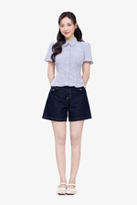 Áo sơ mi kiểu nhấn eo kẻ sọc