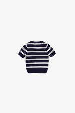 Áo dệt kim sọc ngang phối nút