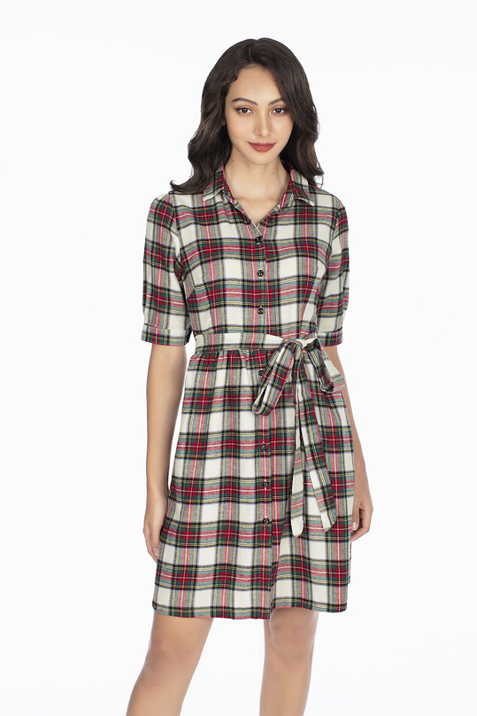 Váy công sở họa tiết caro dáng xòe KK94-26