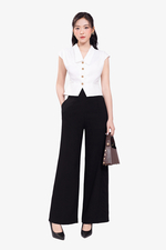 Áo kiểu nữ màu trắng xếp ly vai