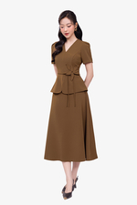 Chân váy công sở dáng xòe chữ A màu nâu