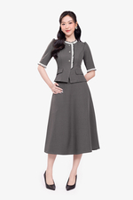Chân váy công sở dáng xòe màu xám