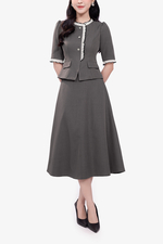 Chân váy công sở dáng xòe màu xám