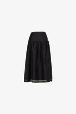 Chân váy xòe đen tơ phối nơ