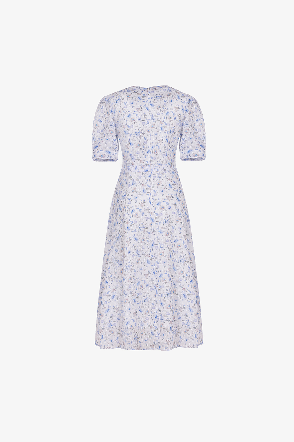 Đầm voan hoa nhí dáng A cổ V thắt nơ