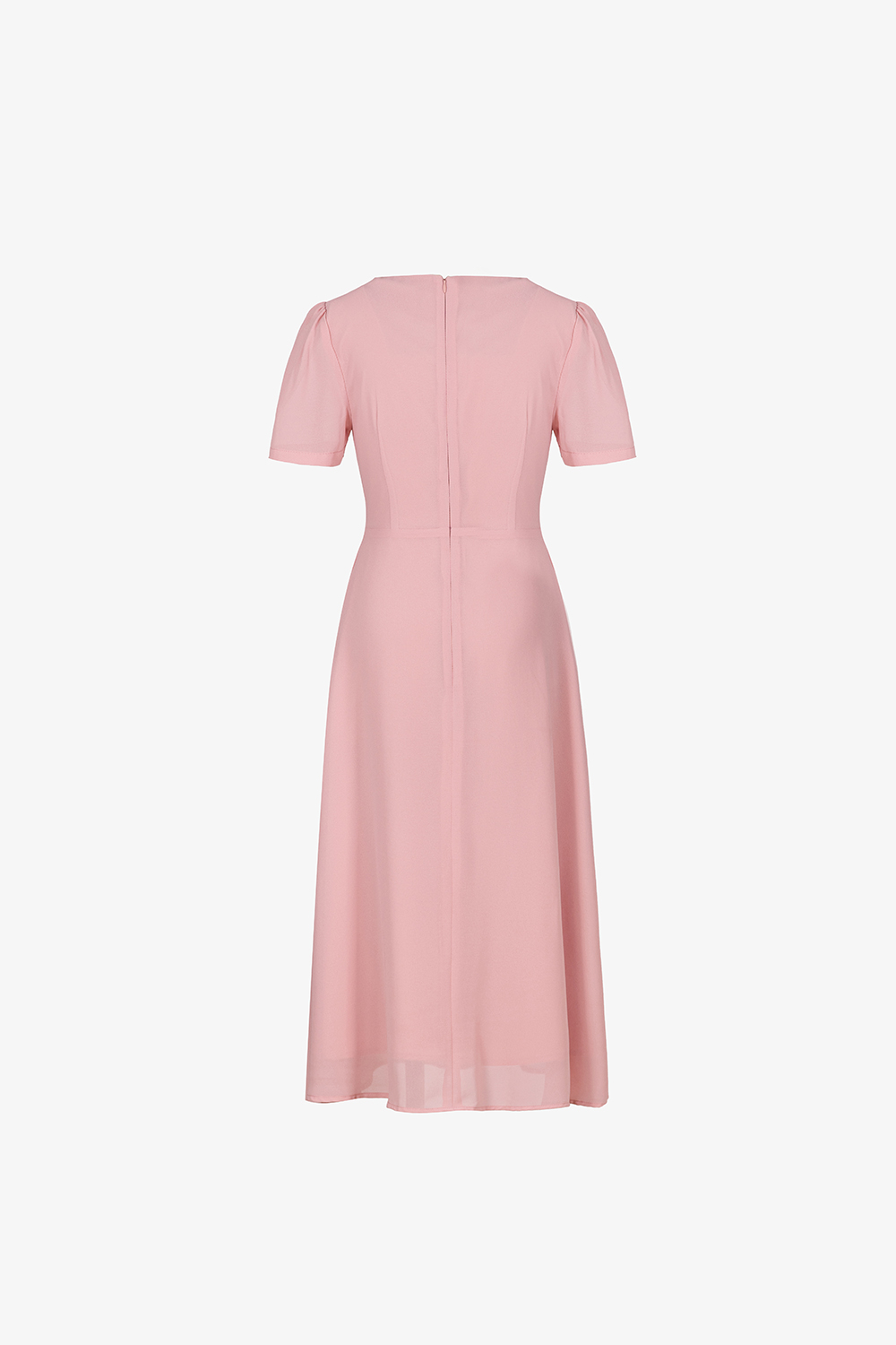 Đầm xòe công sở màu hồng phối ren