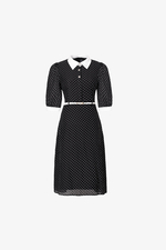 Đầm đen chấm bi phối trắng dáng xòe