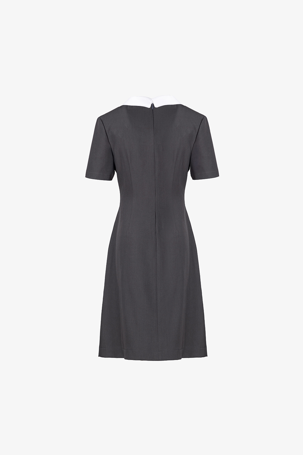 Đầm chữ A màu xám đính hoa phối trắng