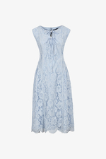 Đầm ren xanh dự tiệc dáng A xòe phối nơ