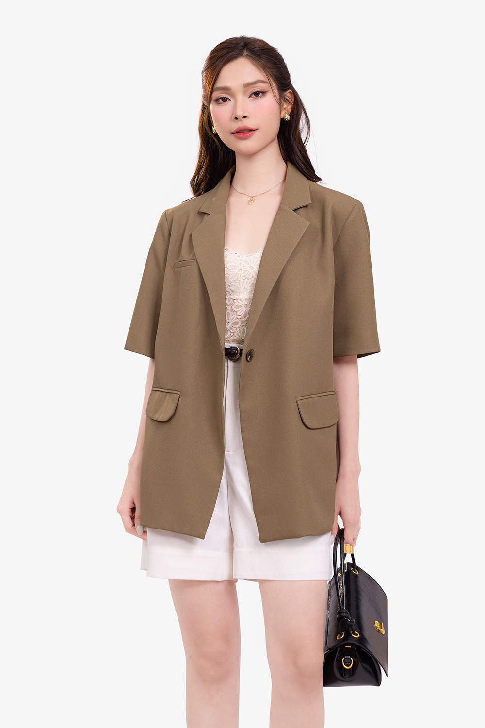 Áo khoác blazer nữ màu nâu