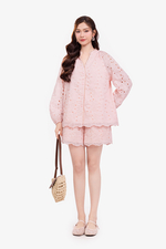 Áo suông tay dài hồng pastel