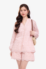 Quần đùi nữ ren màu hồng