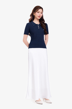 Chân váy lụa dáng dài màu trắng