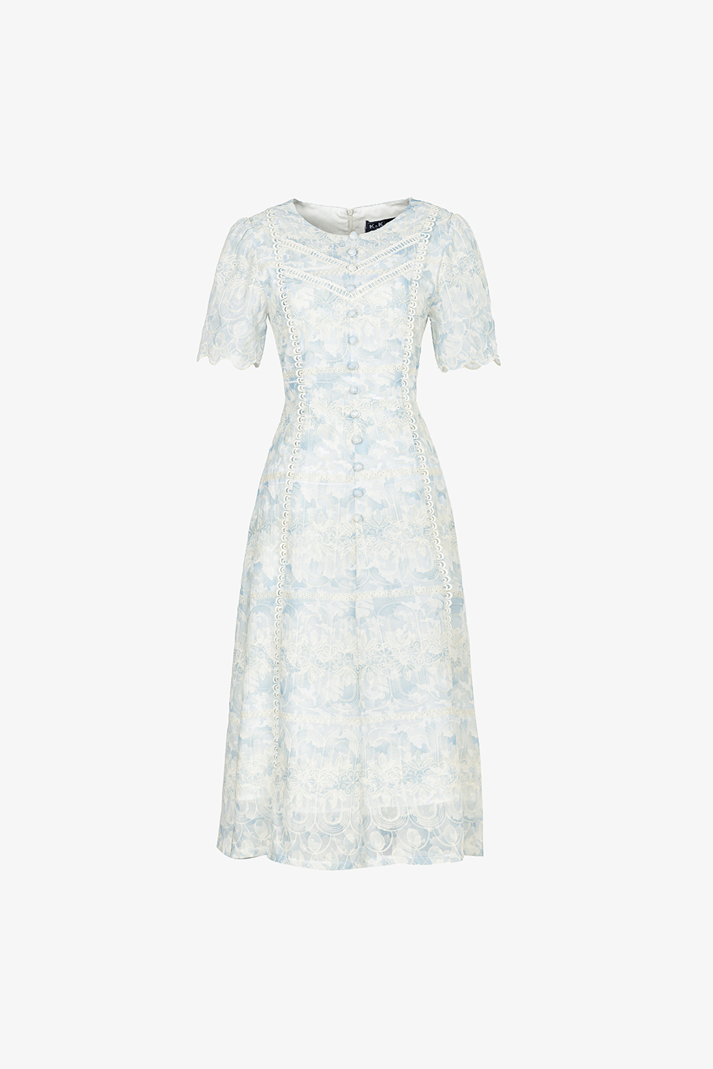 Đầm ren thêu dáng xòe