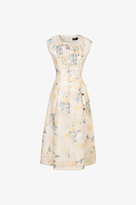 Đầm hoa dáng chữ A thắt nơ eo