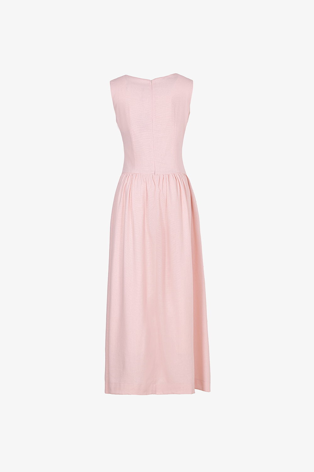 Đầm linen màu hồng dáng dài